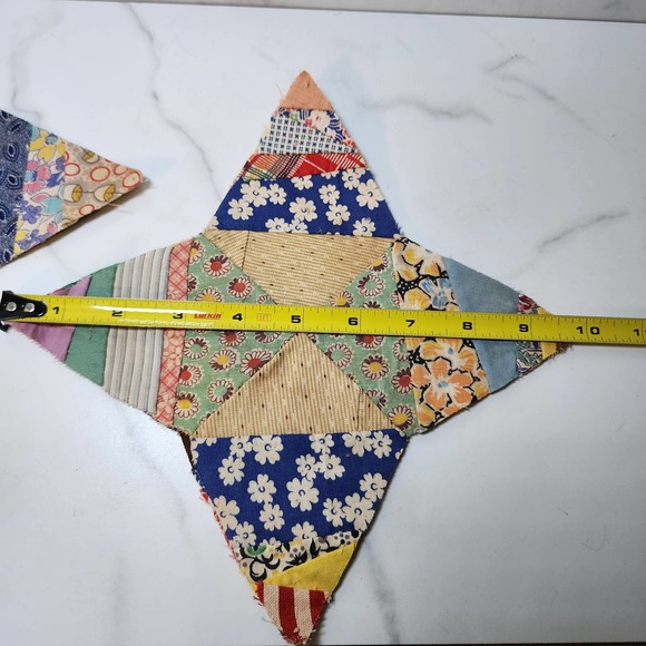 Vintage Handmade Quilt Blocks 4 Point Star 105 Pcs Plus 8 Point Stars Stack - Picture 10 of 10